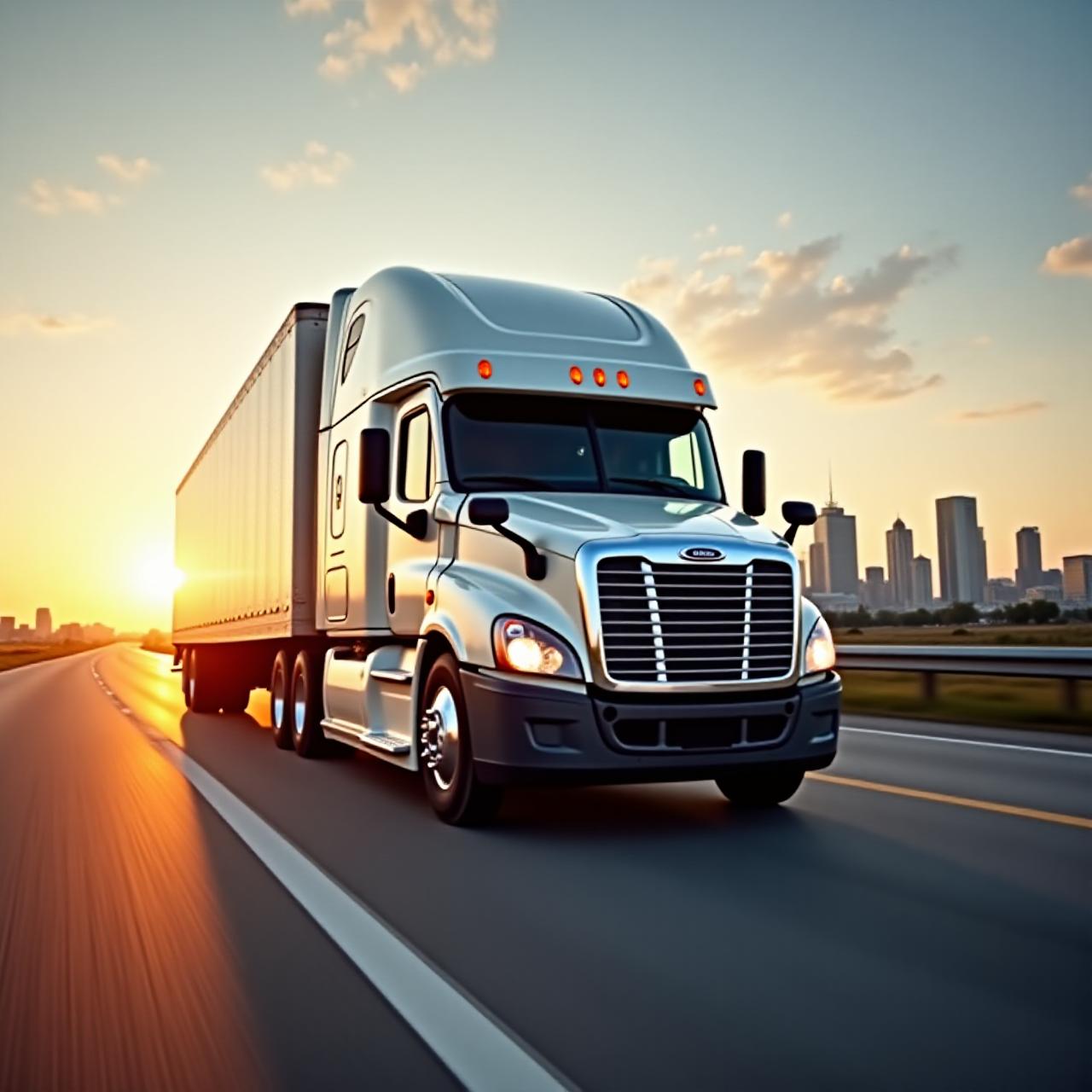 BHC NM Storage II, LTD professional semi-truck on a Houston highway at sunset